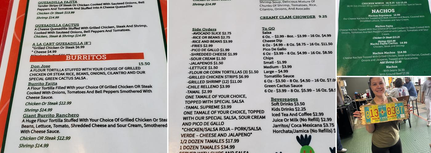 Green Cactus Menu