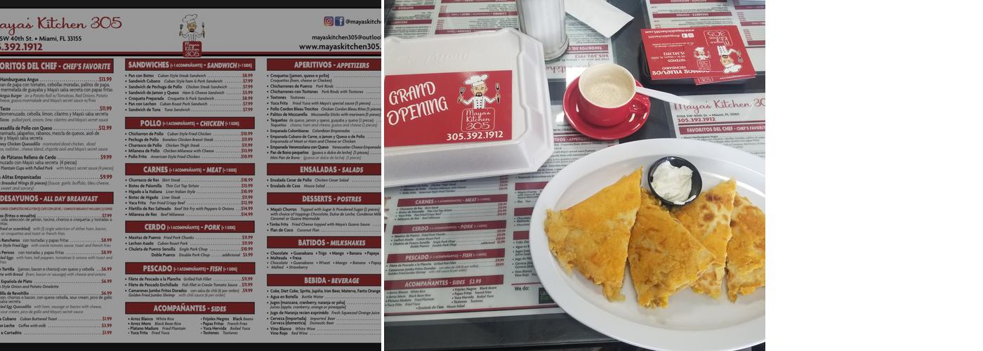 Maya's Kitchen 305 Menu