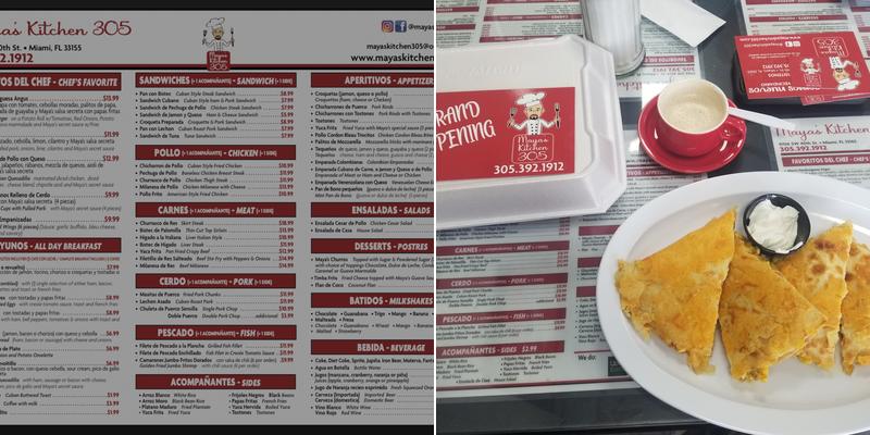 Maya's Kitchen 305 Menu