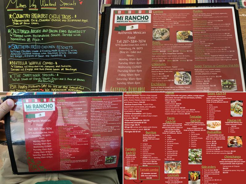 Mi Rancho Mexican Restaurant Menu