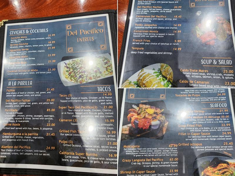 Del Pacifico Mexican Seafood & Sushi Bar Menu