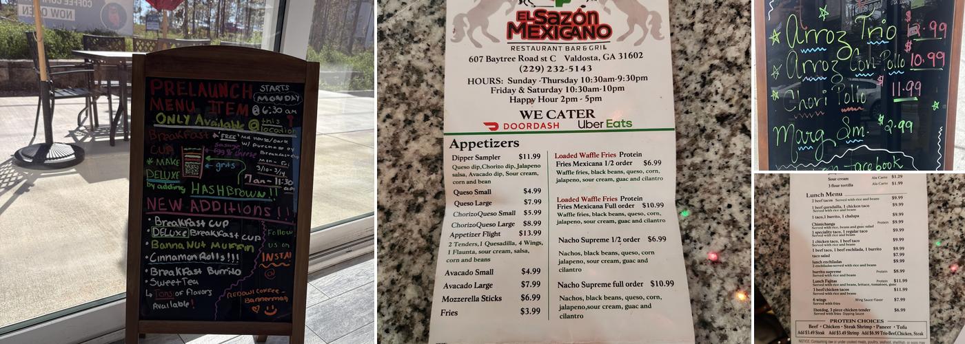 El Sazon Mexicano Menu