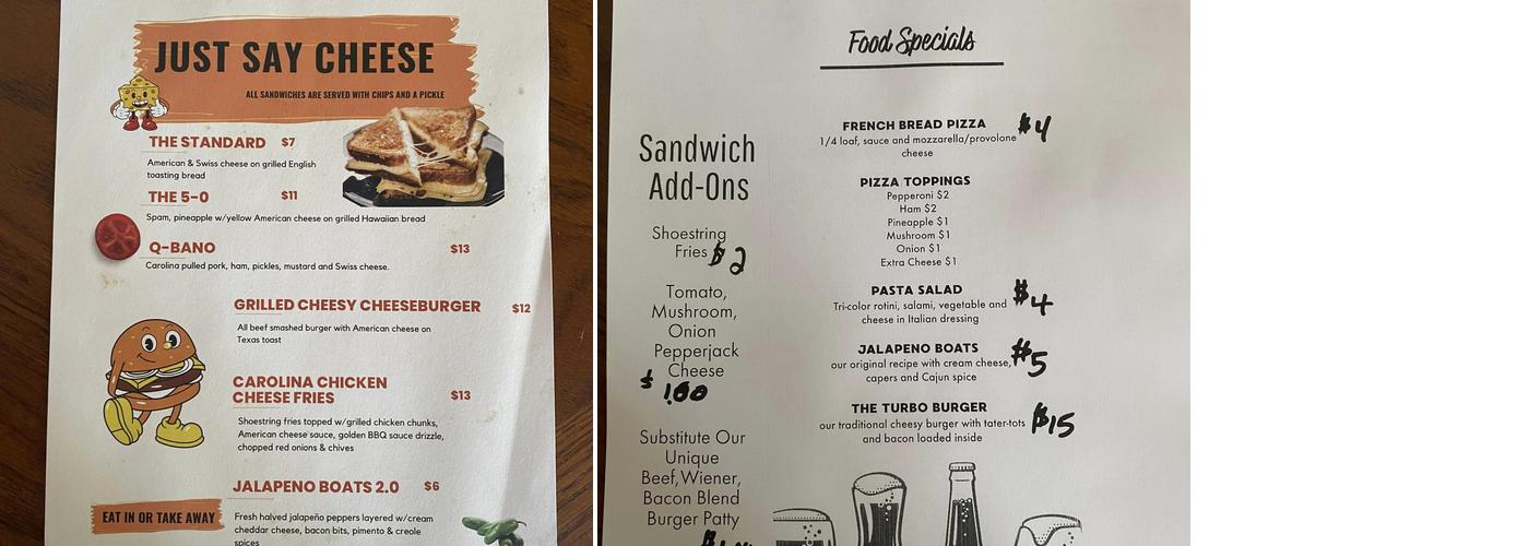 Gruvers Beer Bar Menu