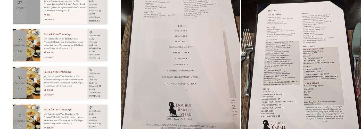 Double Barrel Steak Menu