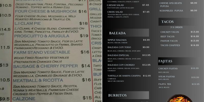 La Perla Restaurant Bar Menu