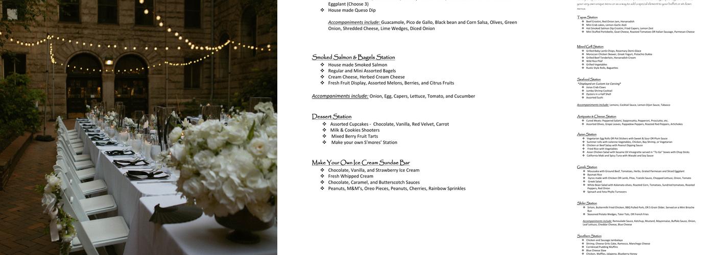 First Class Caterers Menu