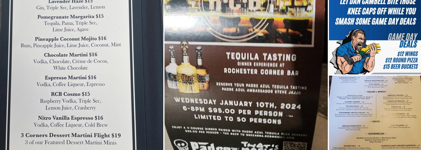 Rochester Corner Bar Menu