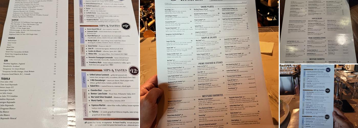 Bennett's Westside Grill Menu