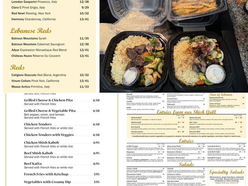 Taza - a Lebanese Grill Rocky River Menu