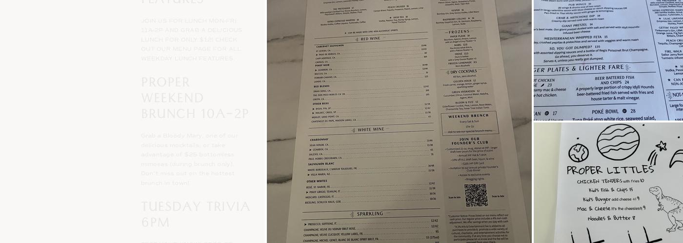 Idyll Hound Proper Menu