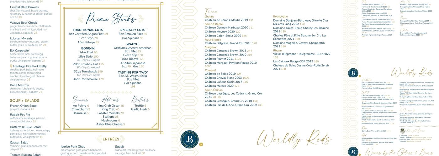 Bask Steakhouse Menu