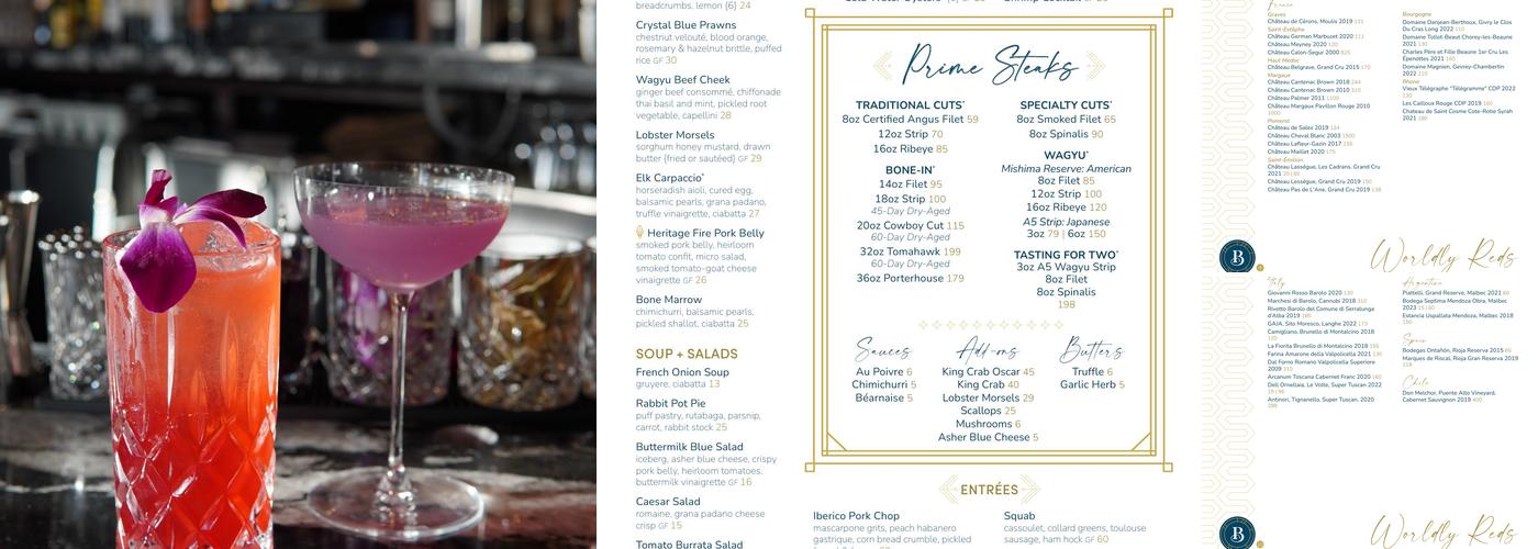 Bask Steakhouse Menu