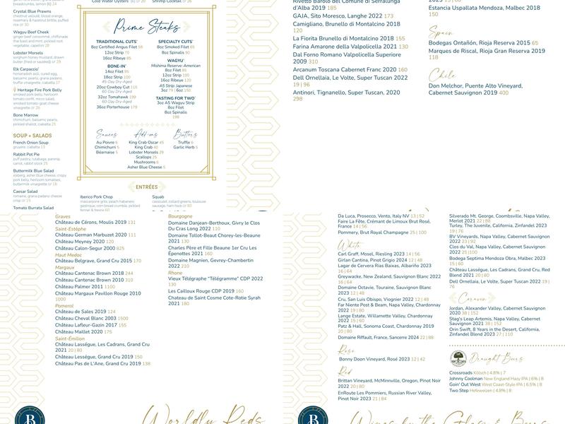 Bask Steakhouse Menu