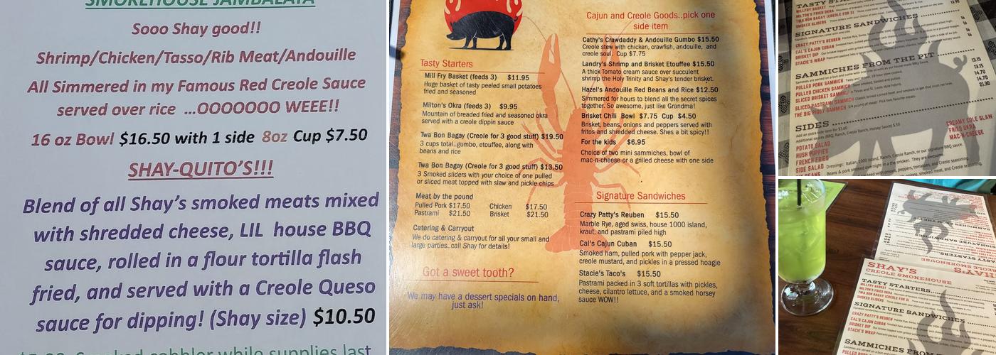 Shay's Creole Smokehouse (Hosted by The Millstream) Menu