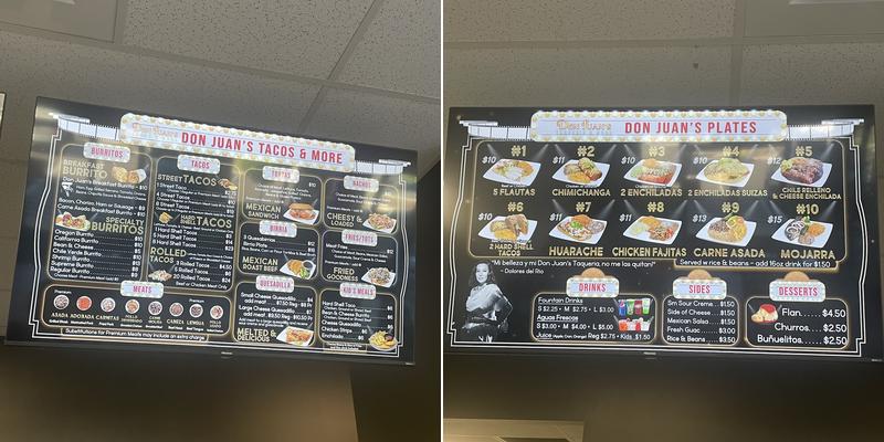 Don Juan's Tacos and More Menu