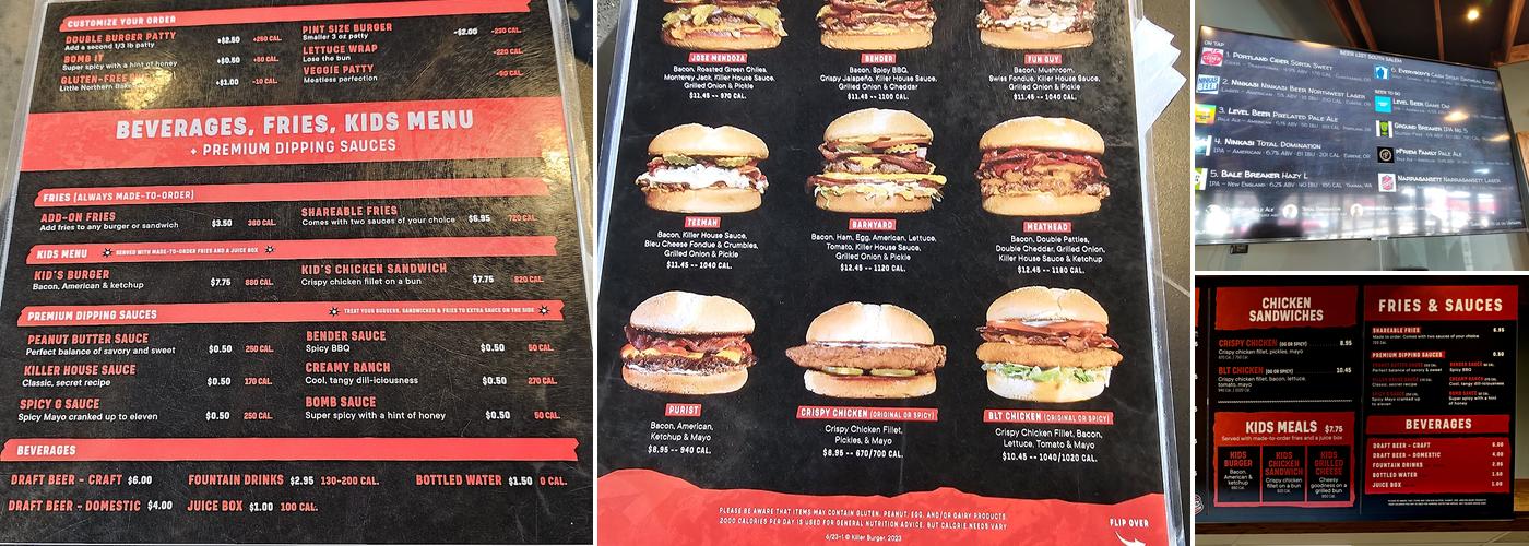 Killer Burger Menu