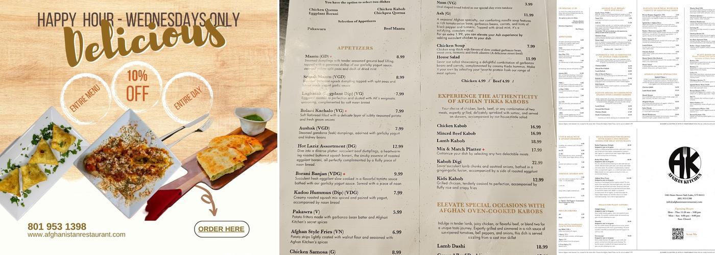 Afghan Kitchen Menu