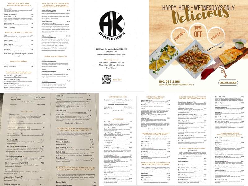Afghan Kitchen Menu