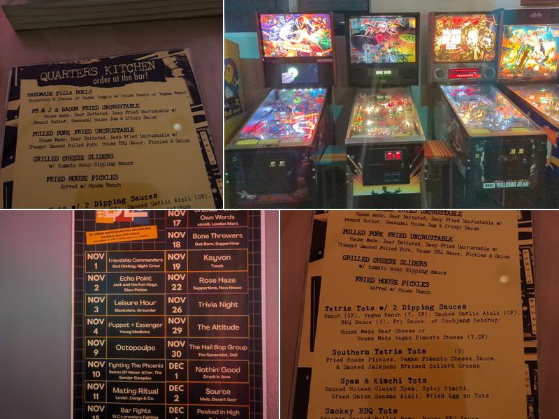 Quarters Arcade Bar - Sugar House Menu