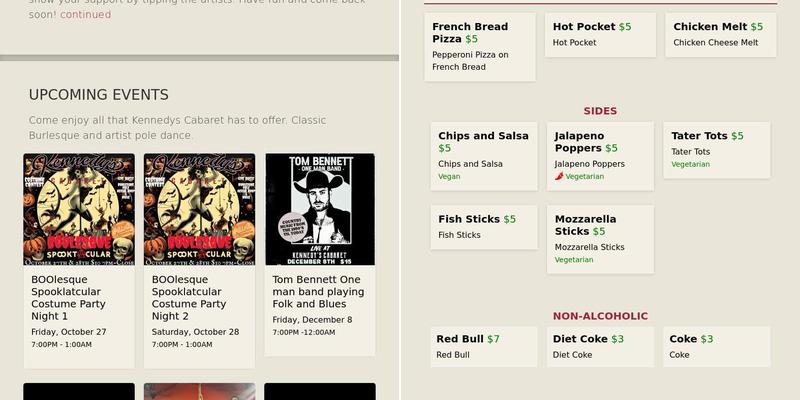 Molly's Gemini Room Menu