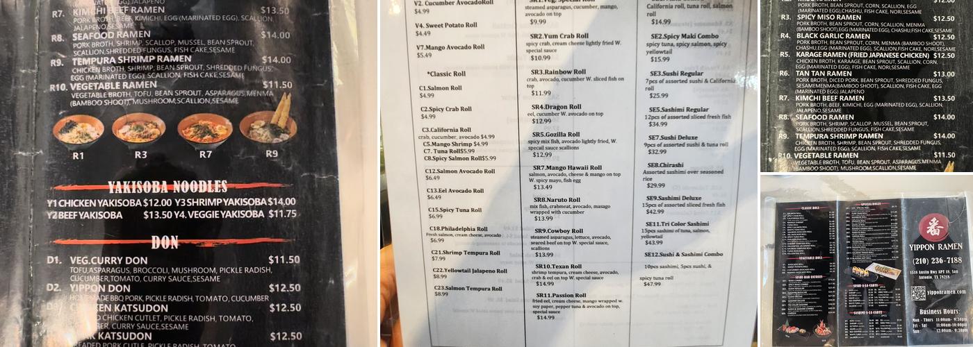 Yippon Ramen Menu