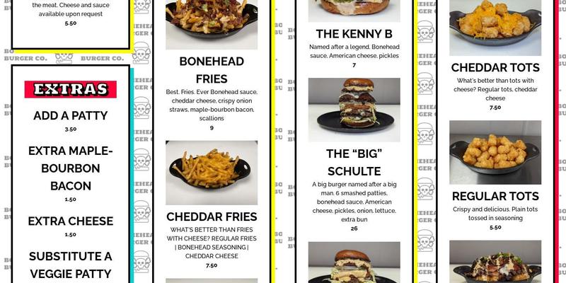 Bonehead Burger Co. Menu