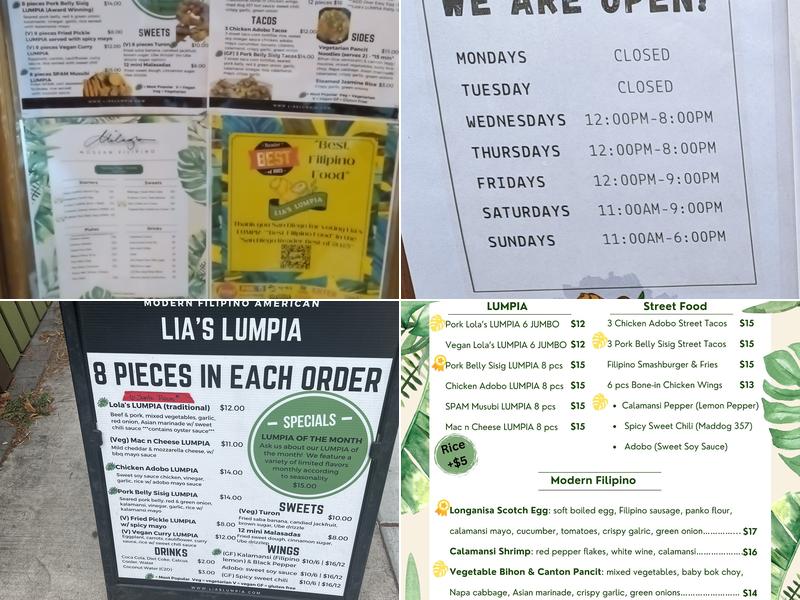 Lia’s Lumpia Menu