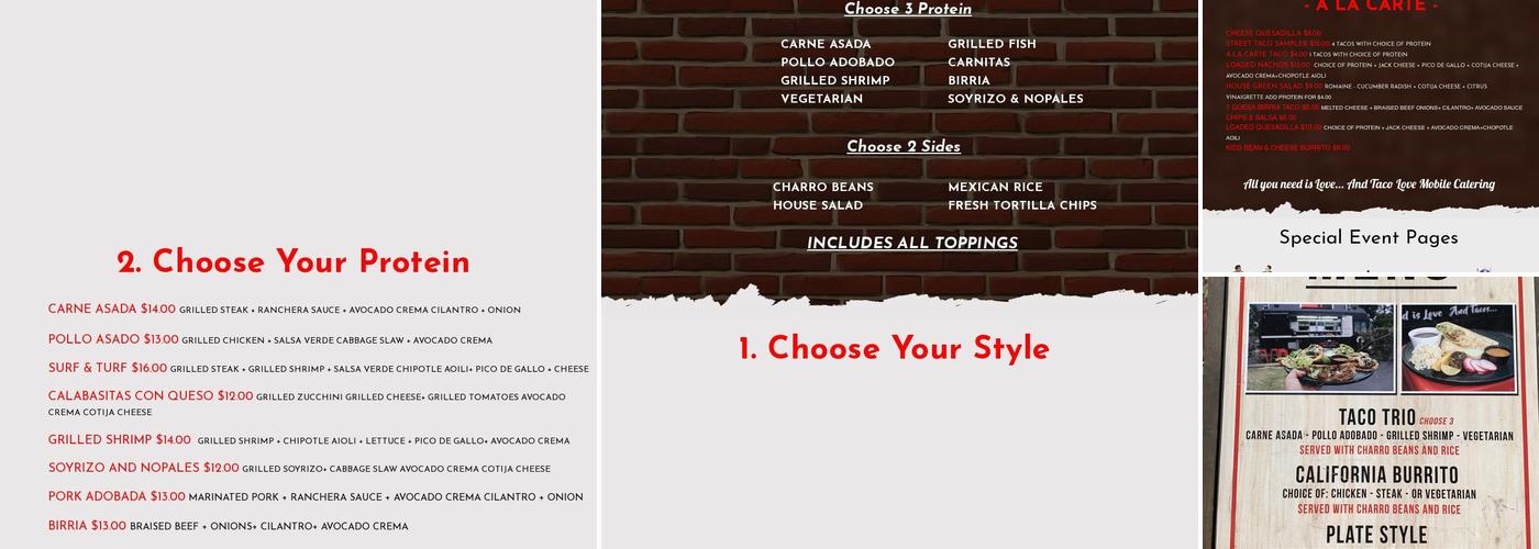 Taco Love Mobile Catering | Wedding & Events Menu