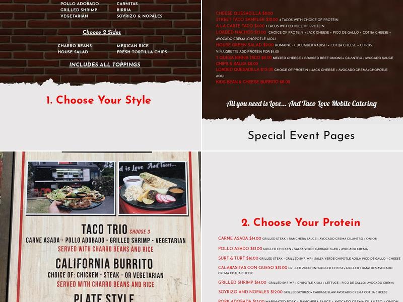 Taco Love Mobile Catering | Wedding & Events Menu