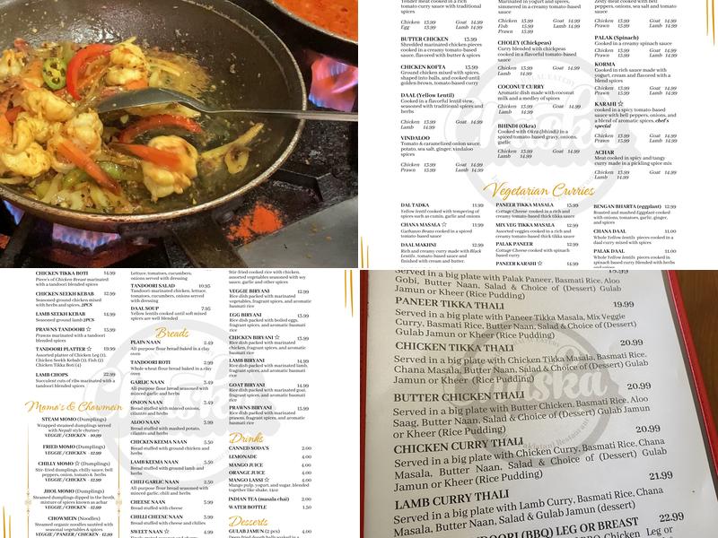 Chaska Restaurant Menu