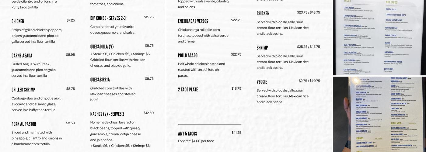Taco Cantina Menu