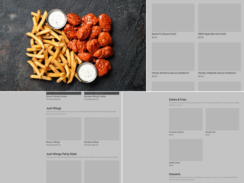 It's Just Wings Menu