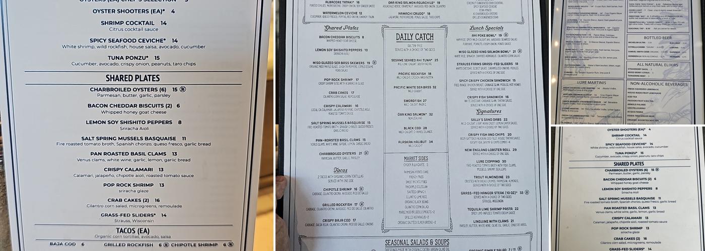 Lure Fish House Menu