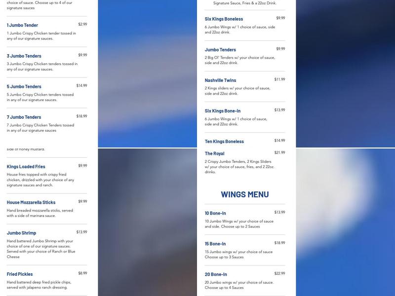 Wing Kings Menu