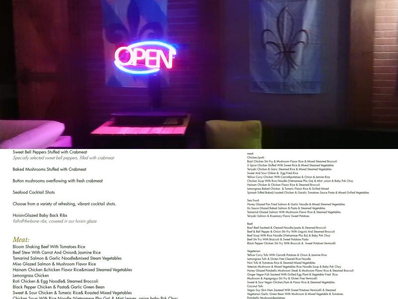 BLOOM Club Hall Menu