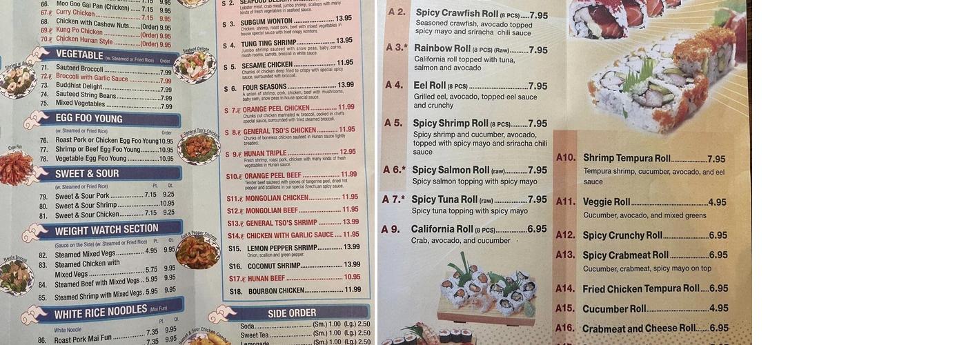 Fuji Buffet Menu