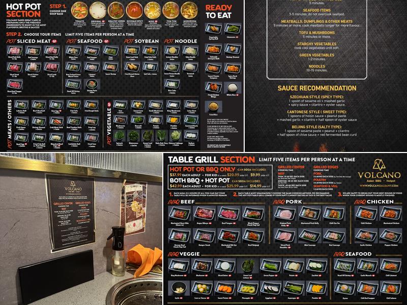 VOLCANO Asian BBQ and Hot Pot Menu