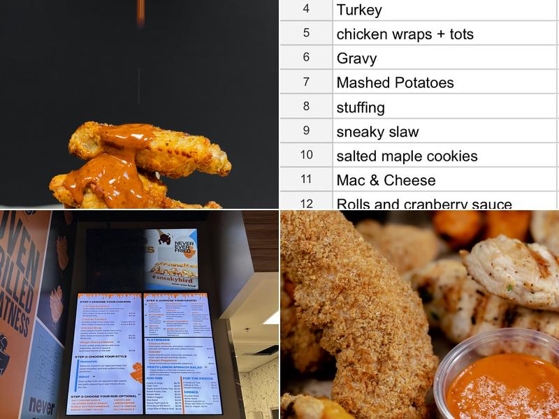 sneakybird Menu