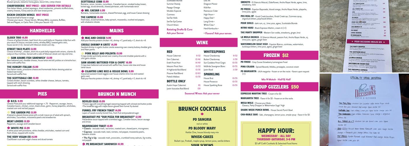 Pour Decisions Patio & Kitchen Menu