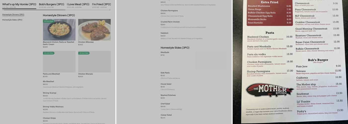 The Mother Kitchen Menu