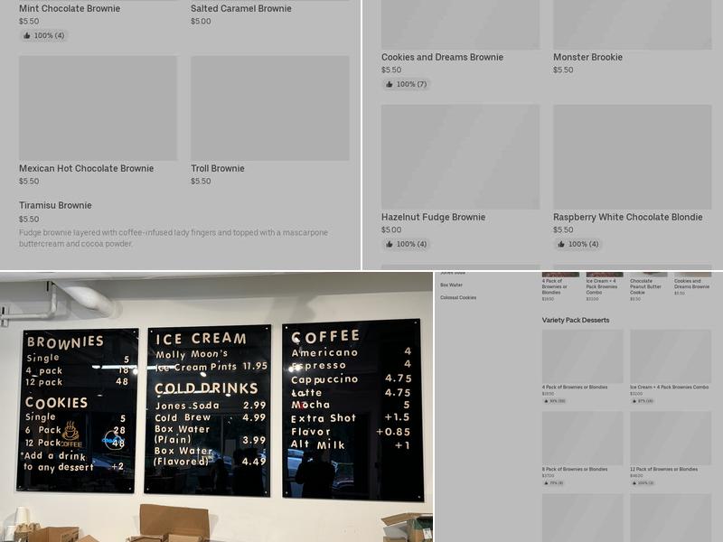 Brownies and Bites Menu