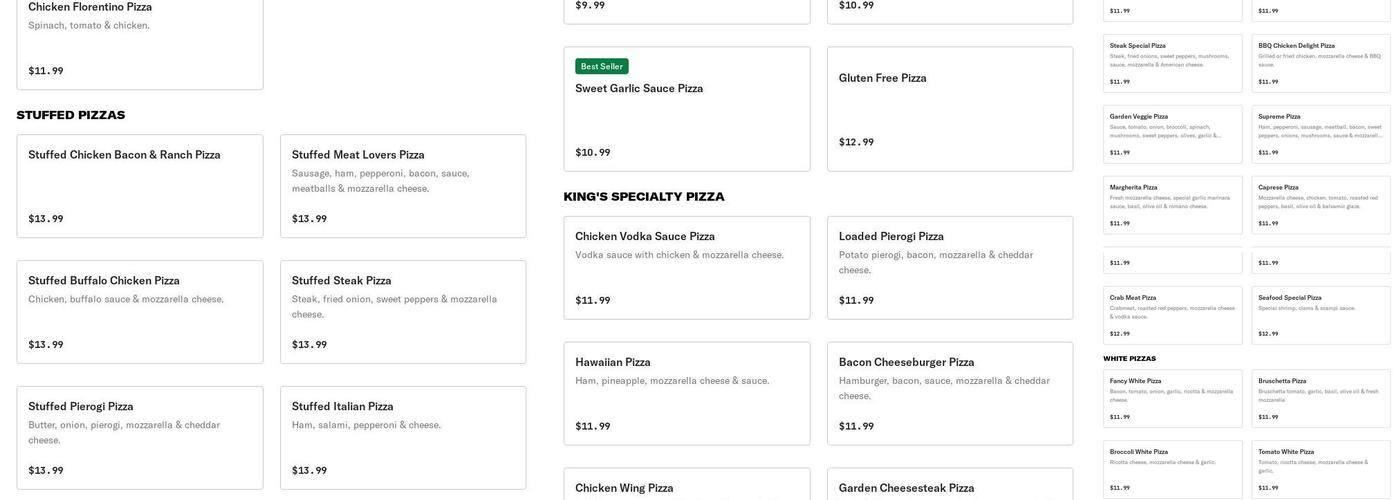 2 Kings Shickshinny Menu