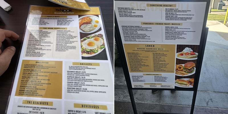 The Nook Breakfast Spot Menu