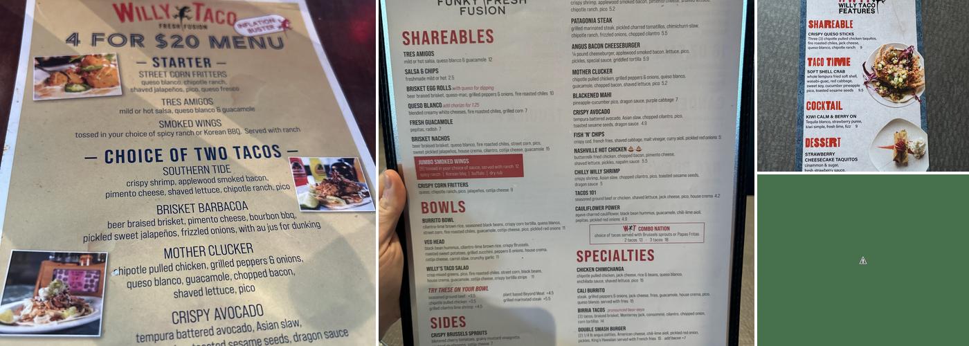 Willy Taco Menu