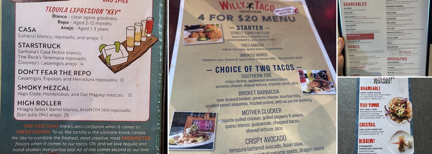 Willy Taco Menu