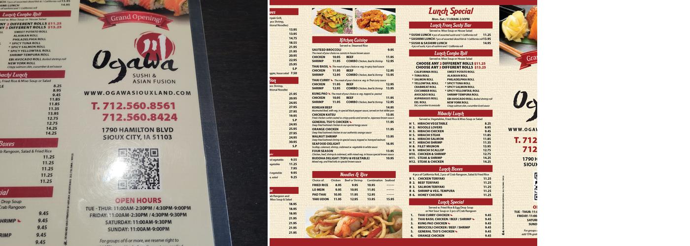 Ogawa Sushi & Asian Fusion Menu