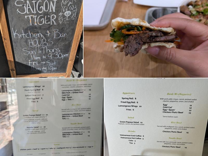 Saigon Tiger Menu