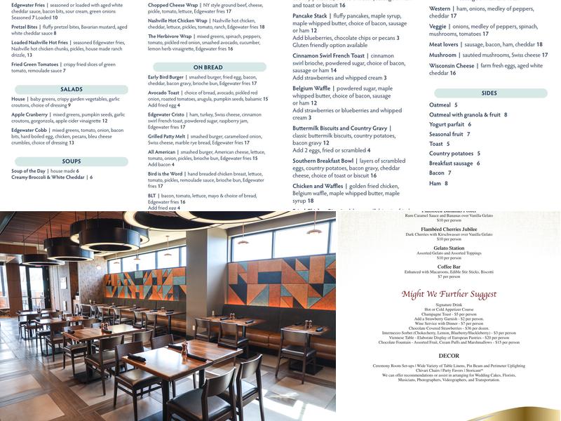 Edgewater Cafe Menu