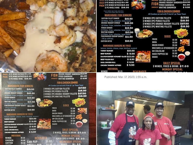 Warehouse Fish & Chicken Menu