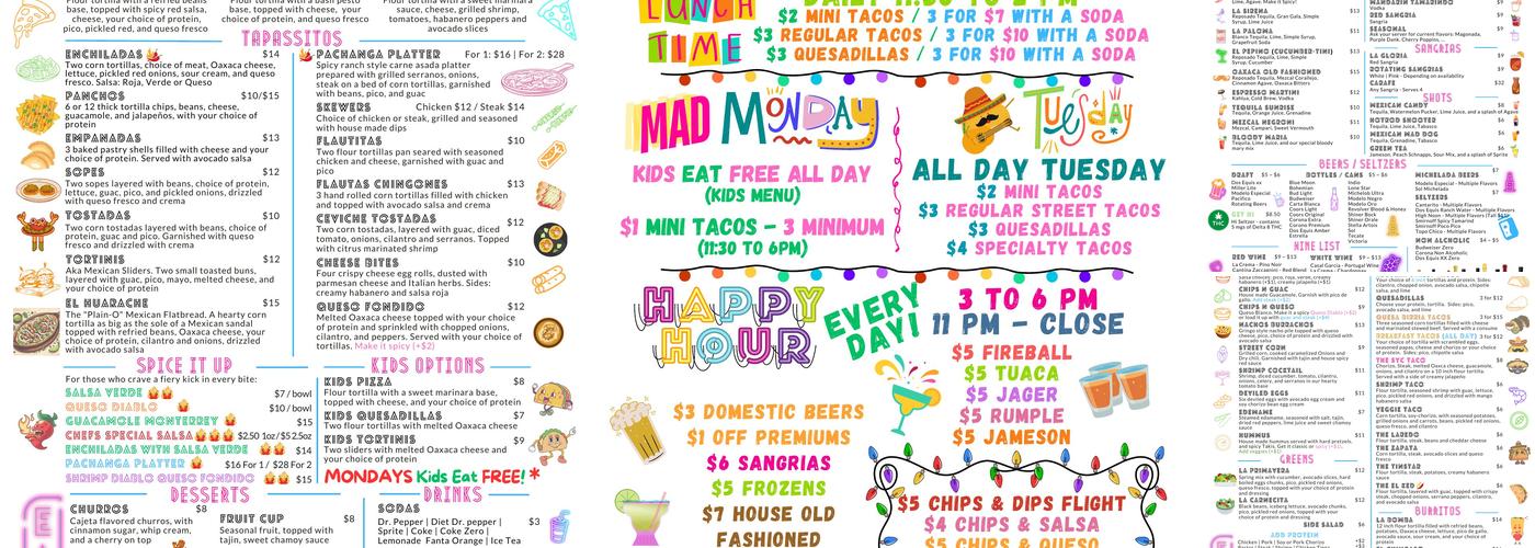 Sangria y Cerveza - Tacos & Tapas Lounge Menu